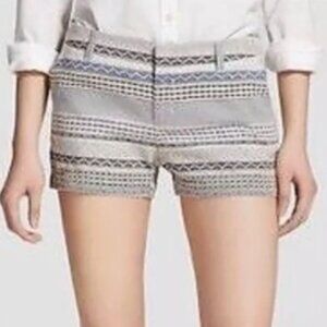 NEW NWT MERONA Aztec Stripe Chino Knit Shorts Cream Beige Tan Tribal Geometric 8